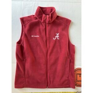 Columbia Alabama Crimson Tide Flanker II Full Zip Vest Men's L Red Fleece